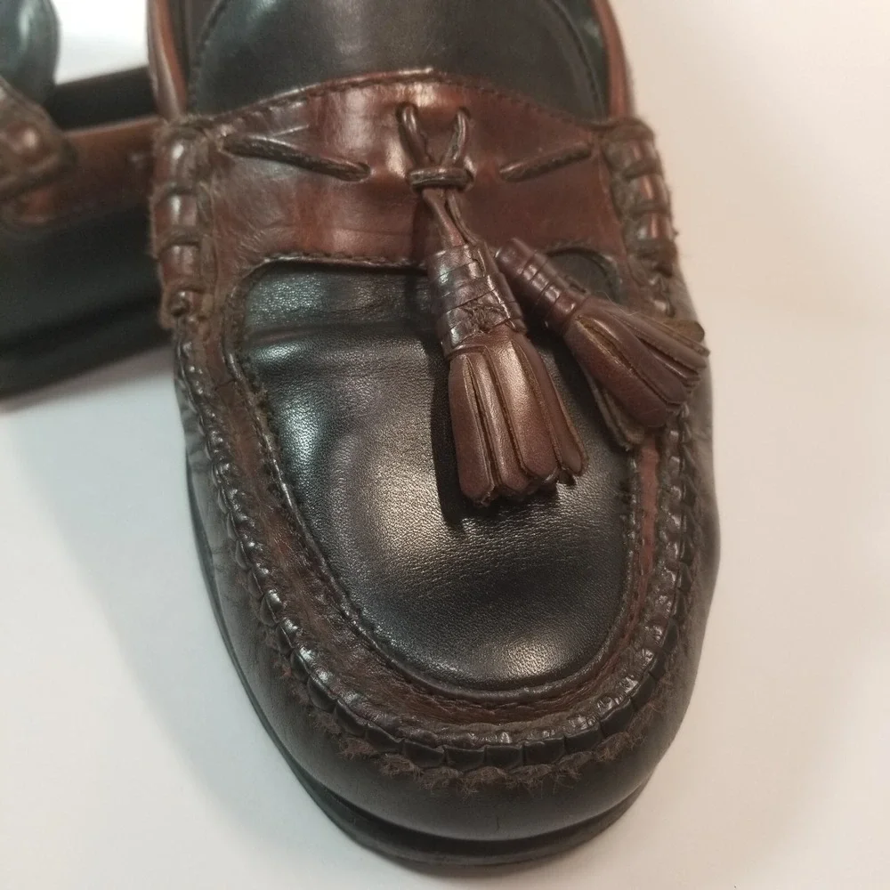 Johnston Murphy Men's Aragon‎ II Loafer Size 12 Black & Brown Tasseled on Band